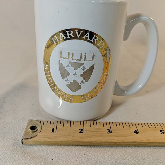 Harvard Business School Ceramic Mug Vintage White Gold Coffee Tea College US Uni - Picture 8 of 11